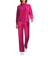 Westbound Coordinating Velour Rib Long Sleeve Funnel Neck Top