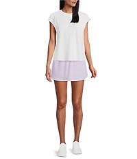 Westbound Crew Neck Sleeveless Pleat Shoulder Top