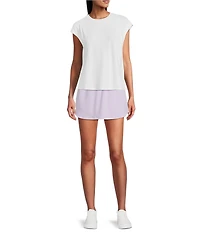 Westbound Crew Neck Sleeveless Pleat Shoulder Top