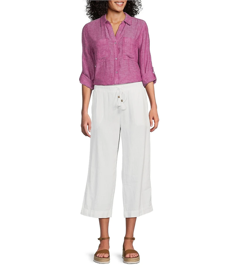 Westbound Linen Blend Crop Pull-On Pants
