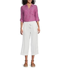 Westbound Linen Blend Crop Pull-On Pants