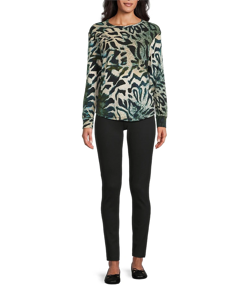 Westbound Dark Denim Animal Pigment Long Sleeve Crew Neck Pullover