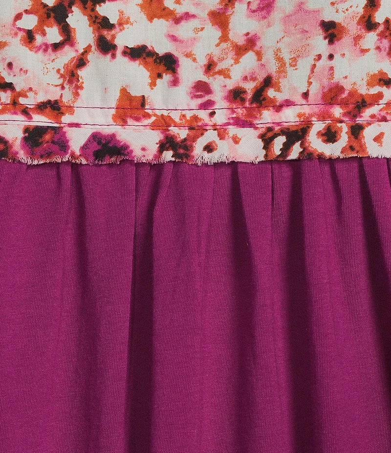 Westbound Ditsy Bloom Print Button Front Tie Hem Top