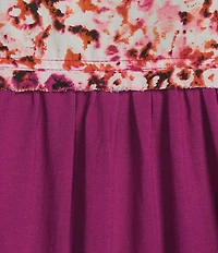 Westbound Ditsy Bloom Print Button Front Tie Hem Top