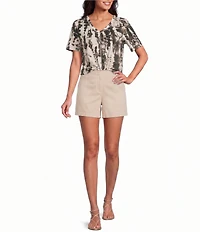 Westbound Dotted Splater Print Short Sleeve V-Neck Top