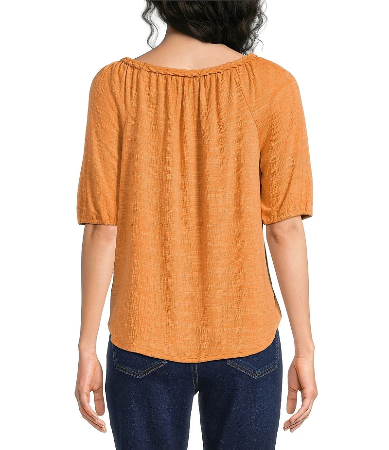 Westbound Elbow Sleeve Crew Neck Knit Top