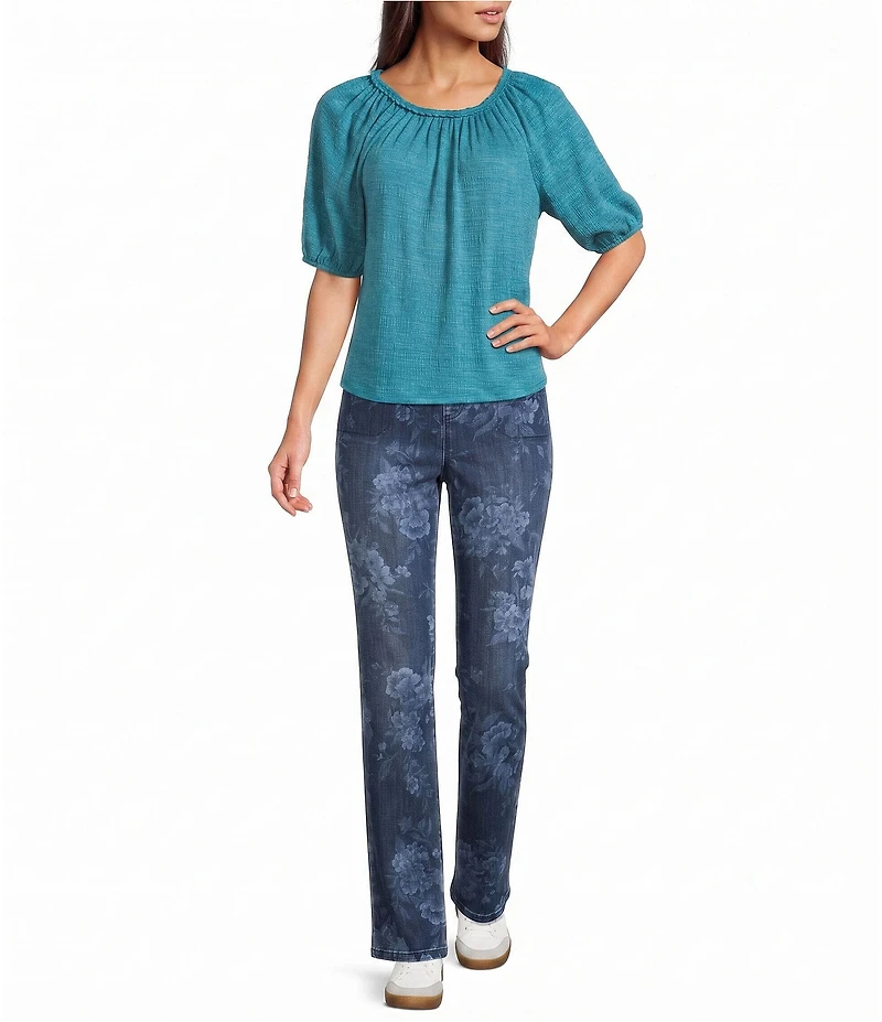 Westbound Elbow Sleeve Crew Neck Knit Top