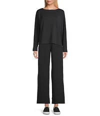 Westbound Long Sleeve Crew Neck Seamed Knit Top