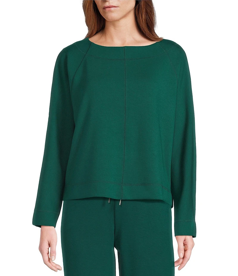 Westbound Long Sleeve Crew Neck Seamed Knit Top