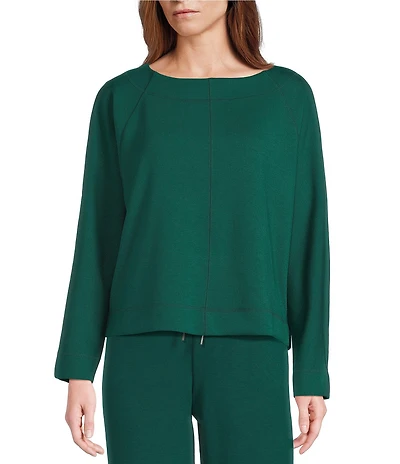 Westbound Long Sleeve Crew Neck Seamed Knit Top