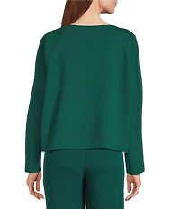 Westbound Long Sleeve Crew Neck Seamed Knit Top