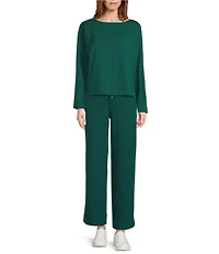 Westbound Long Sleeve Crew Neck Seamed Knit Top