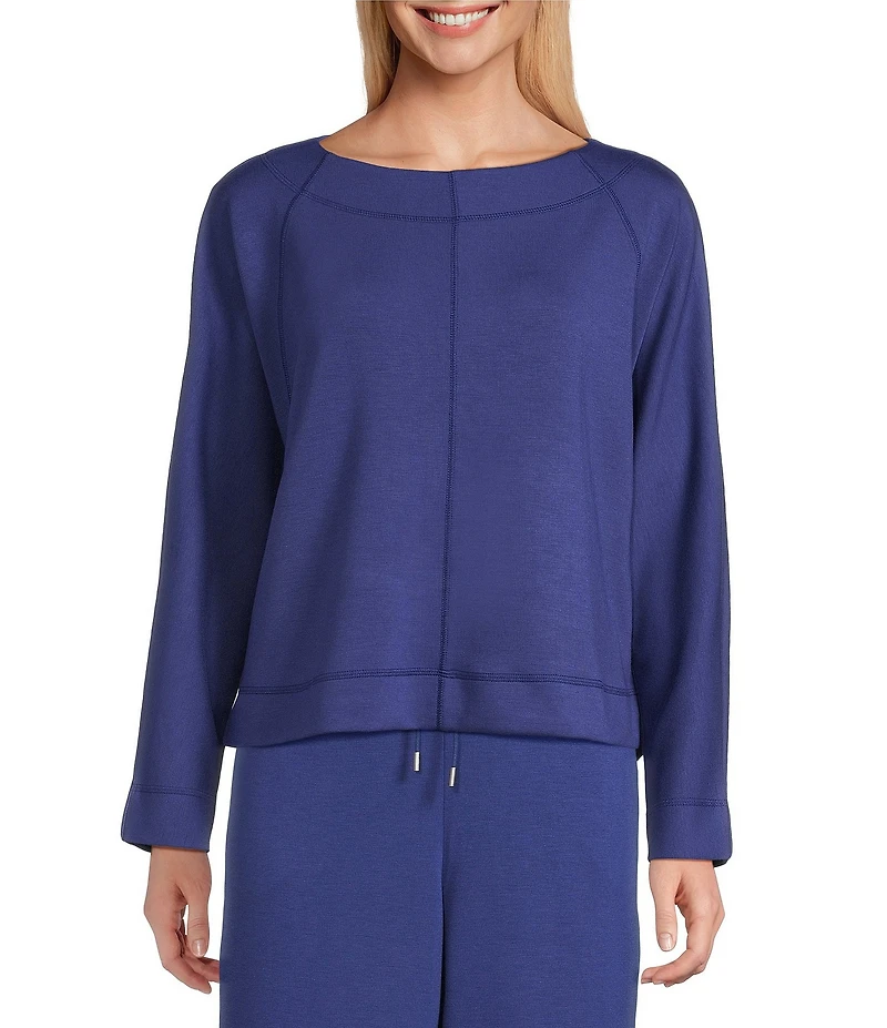 Westbound Long Sleeve Crew Neck Seamed Knit Top