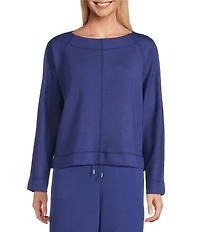 Westbound Long Sleeve Crew Neck Seamed Knit Top