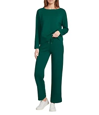 Westbound Coordinating Long Sleeve Crew Neck Seamed Knit Top