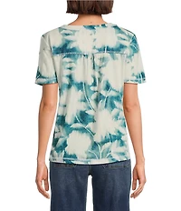 Westbound Enchanted Garden Print Short Sleeve V-Neck Top