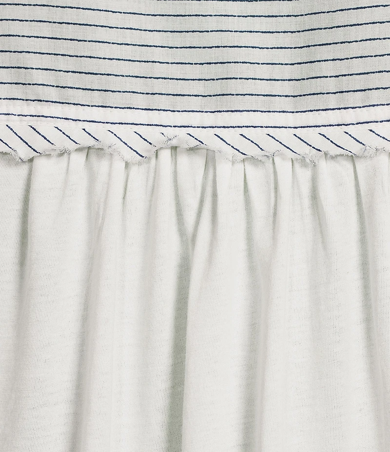 Westbound Floral Stripe Print Button Front Tie Hem Top