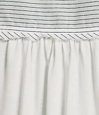 Westbound Floral Stripe Print Button Front Tie Hem Top