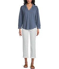 Westbound Herringbone Striped High Rise Crop Pants