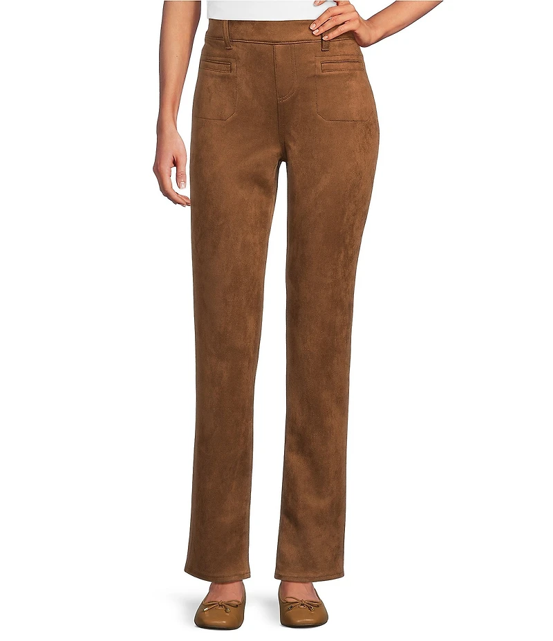 Westbound High Rise Patch Pocket Cotton Blend Straight Leg Pull-On Pants