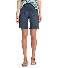 Westbound High Rise Porkchop Pockets Denim Bermuda Shorts