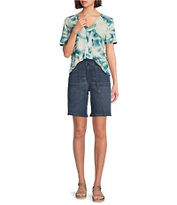 Westbound High Rise Porkchop Pockets Denim Bermuda Shorts
