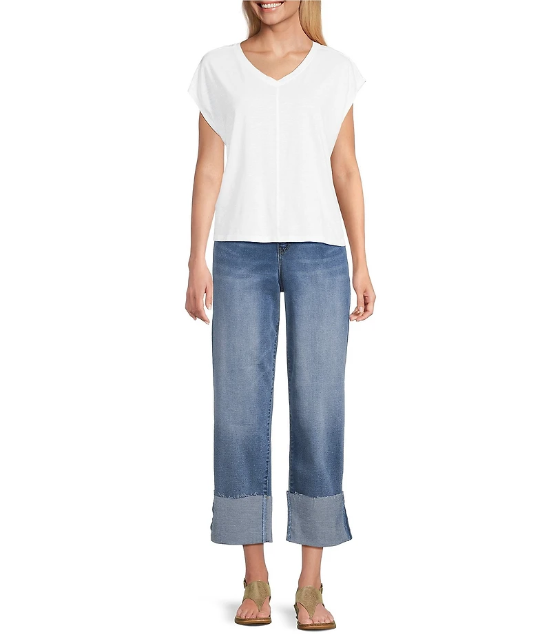 Westbound Cropped High Rise Wide Cuff Straight Leg Jeans