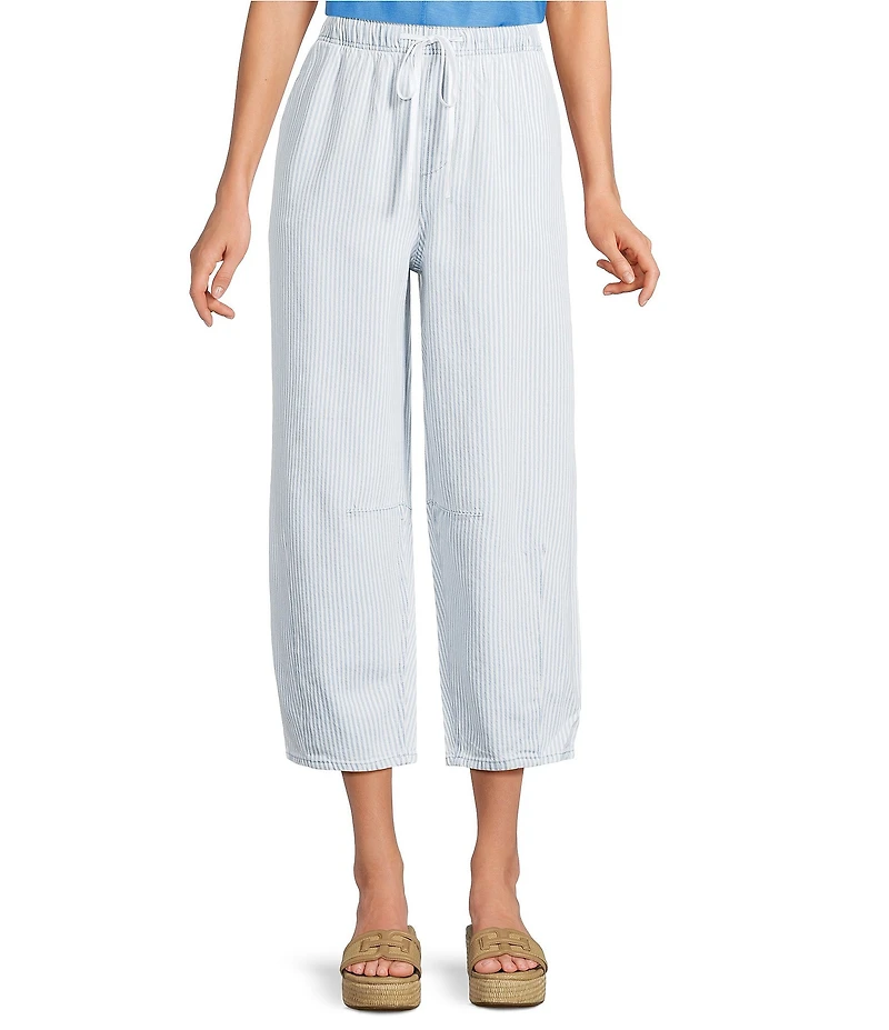 Westbound High Rise Tie Waist Barrel Leg Crop Pant