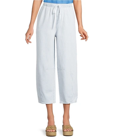 Westbound High Rise Tie Waist Barrel Leg Crop Pant