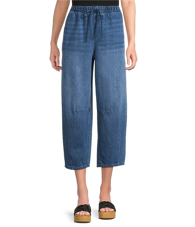 Westbound High Rise Tie Waist Barrel Leg Crop Pants