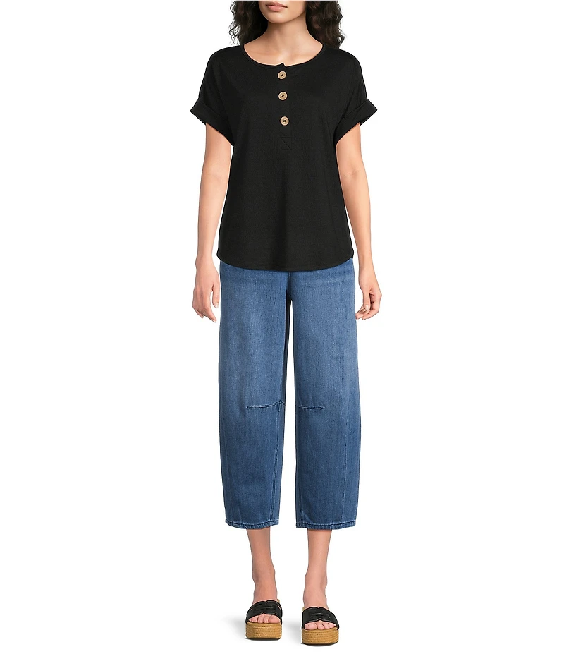 Westbound High Rise Tie Waist Barrel Leg Crop Pants
