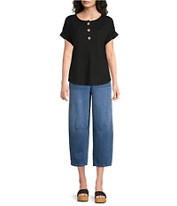 Westbound High Rise Tie Waist Barrel Leg Crop Pants