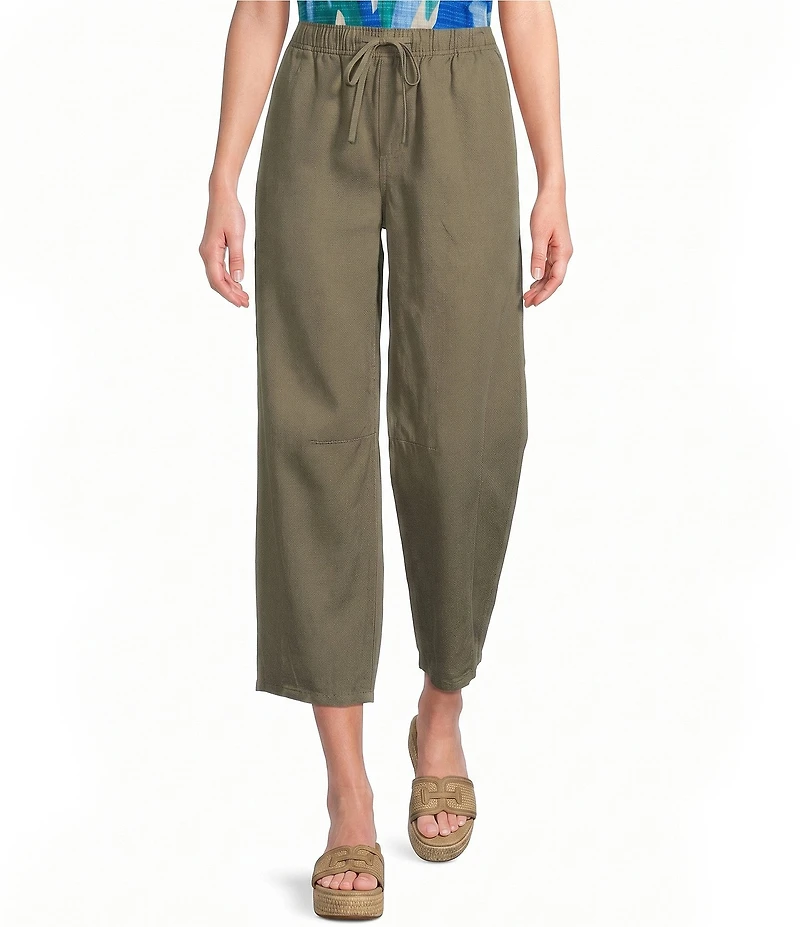 Westbound High Rise Tie Waist Barrel Leg Crop Pants