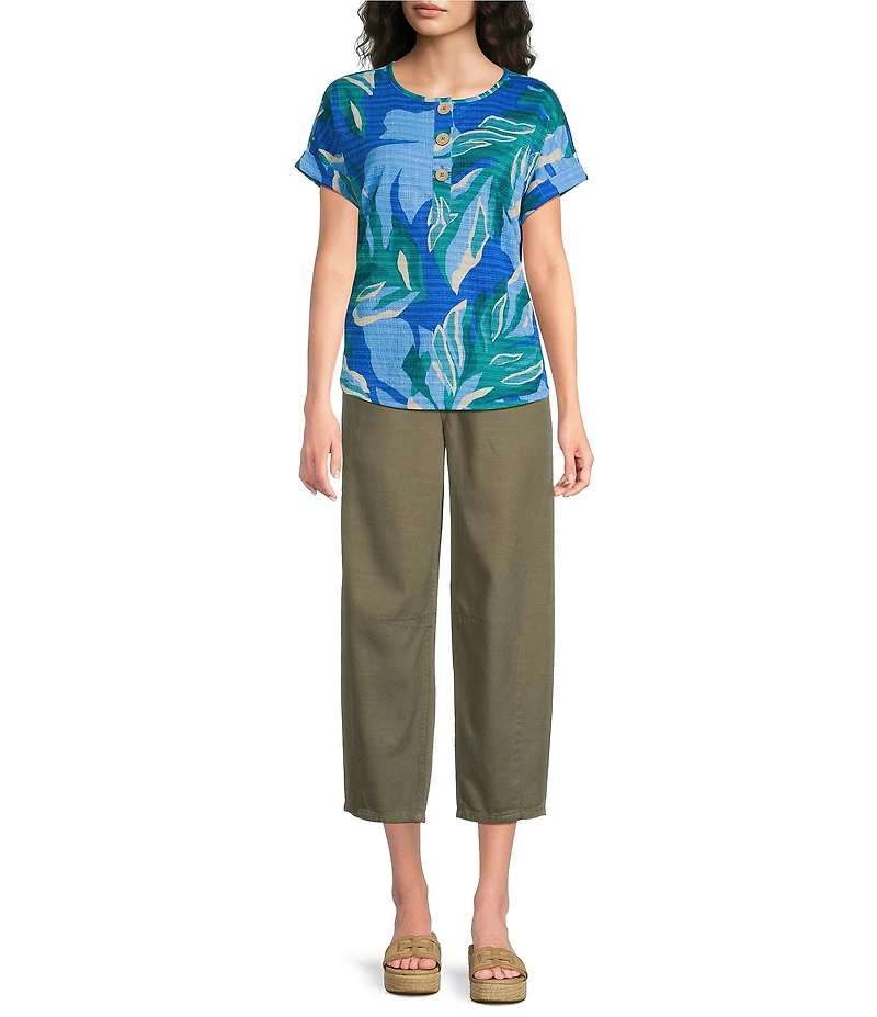Westbound High Rise Tie Waist Barrel Leg Crop Pants