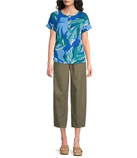 Westbound High Rise Tie Waist Barrel Leg Crop Pants