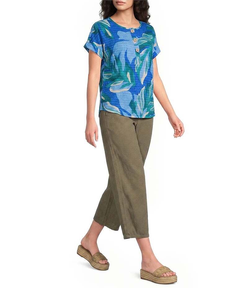 Westbound High Rise Tie Waist Barrel Leg Crop Pants