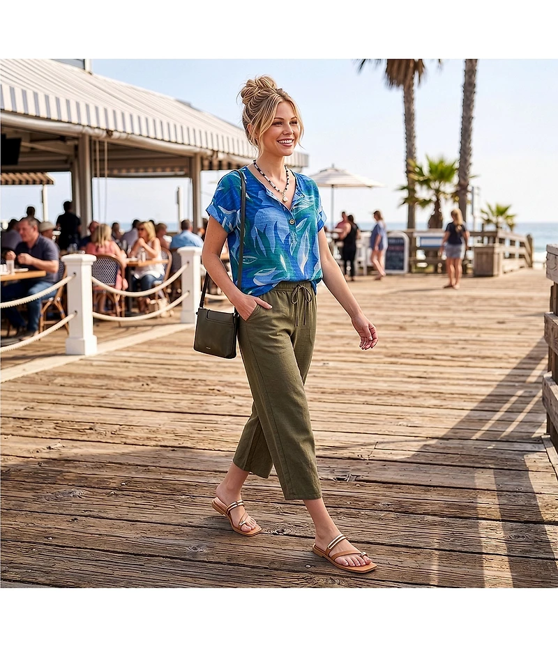 Westbound High Rise Tie Waist Barrel Leg Crop Pants