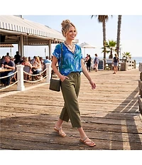 Westbound High Rise Tie Waist Barrel Leg Crop Pants