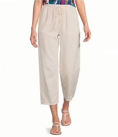 Westbound High Rise Tie Waist Barrel Leg Crop Pants