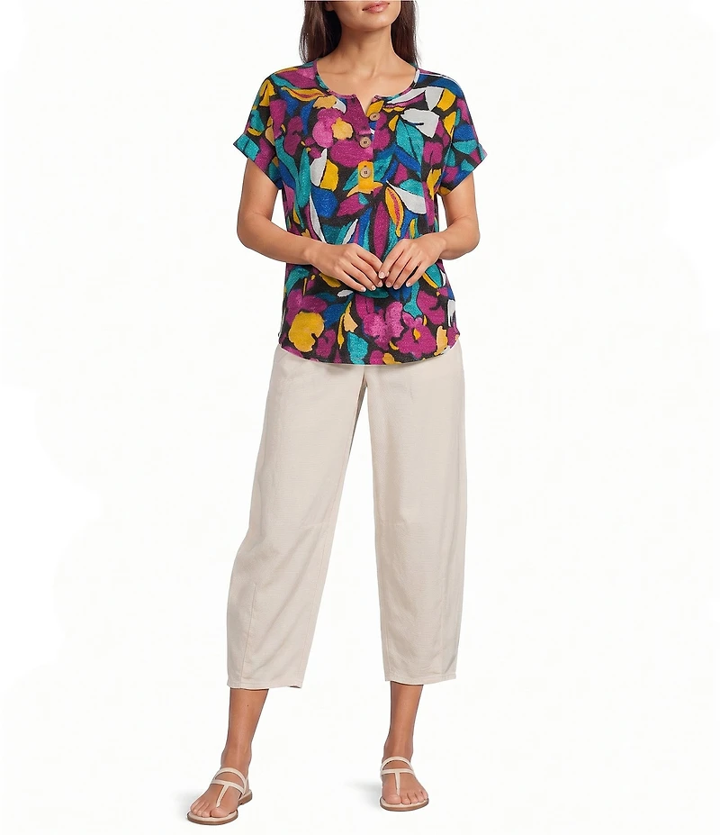 Westbound High Rise Tie Waist Barrel Leg Crop Pants