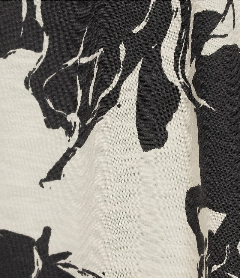 Westbound Horses Print 3/4 Sleeve Knit Crew Neck Top