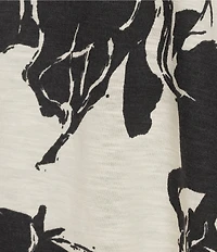 Westbound Horses Print 3/4 Sleeve Knit Crew Neck Top