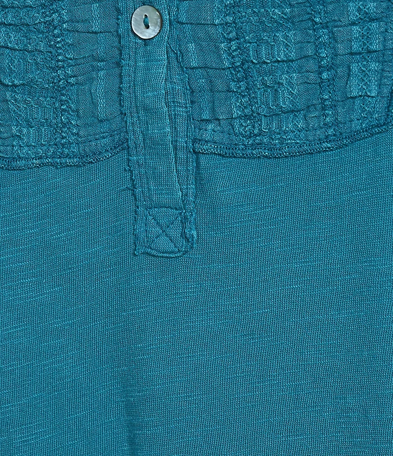 Westbound Knit 3/4 Sleeve Solid Henley Neck Top