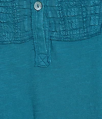 Westbound Knit 3/4 Sleeve Solid Henley Neck Top