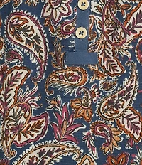 Westbound Knit Dark Denim Vibe Paisley 3/4 Sleeve Henley Top