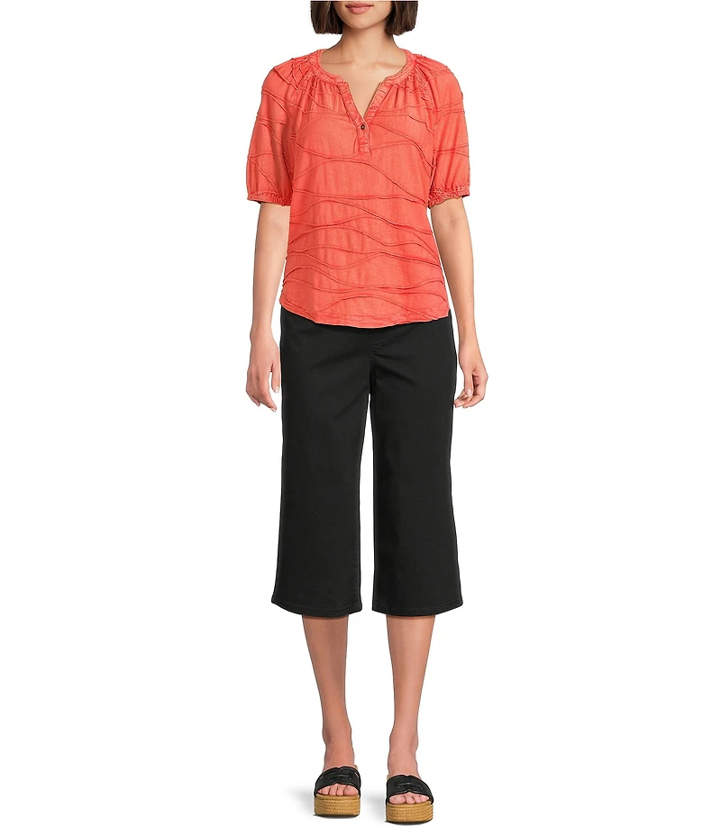 Westbound Knit Elbow Sleeve Henley Top