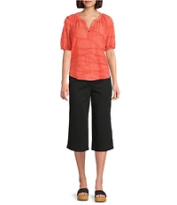 Westbound Knit Elbow Sleeve Henley Top