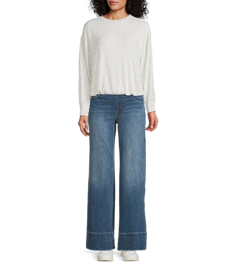 Westbound Knit Long Sleeve Crew Neck Bubble Top