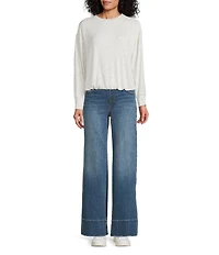 Westbound Knit Long Sleeve Crew Neck Bubble Top