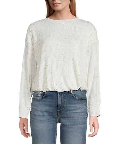 Westbound Knit Long Sleeve Crew Neck Bubble Top